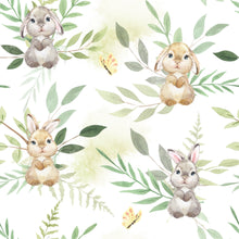 Lade das Bild in den Galerie-Viewer, Tissu coton premium - Lapins papillons
