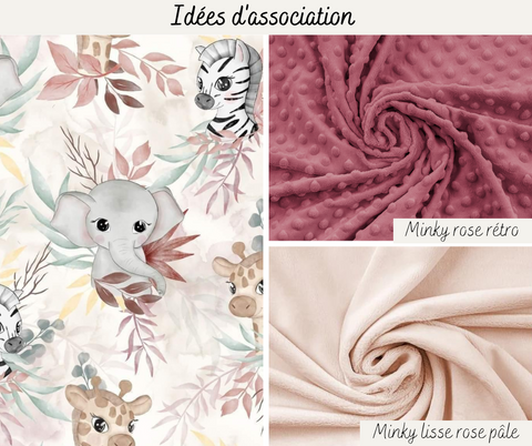 Tela de algodón premium - Lindo safari rosa