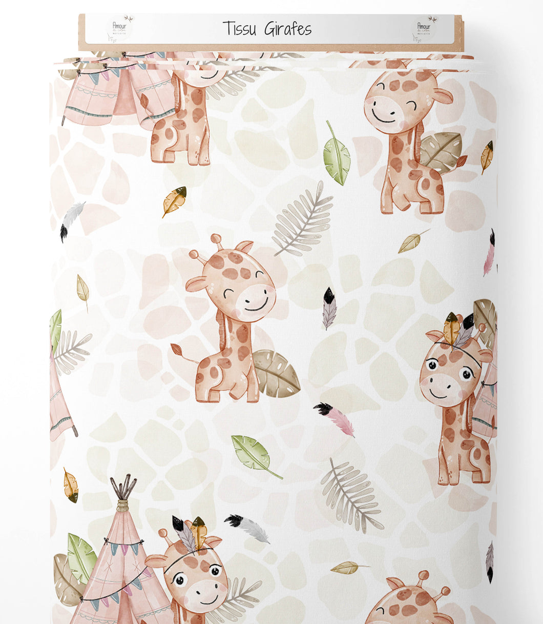 Tissu coton premium - Girafes